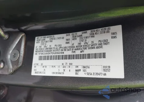 2013 Ford Escape Se из США, поврежденный, VIN 1FMCU0GX7DUD02304